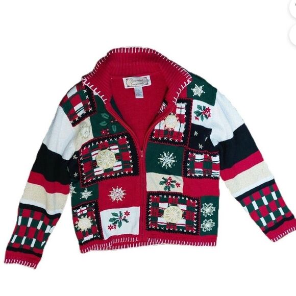 Decorated originals Chunky Hand Knit Grandma Christmas Ugly Sweater Medium - Picture 1 of 10